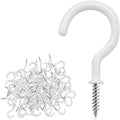 Cup Screw Hooks,1 inch Vinyl Coated Ceiling100 Pack Screw in Hooks Plant Hanger Wind Chimes Kitchen Cup Hooks Great for Hanging Indoor & Outdoor Use(White)
