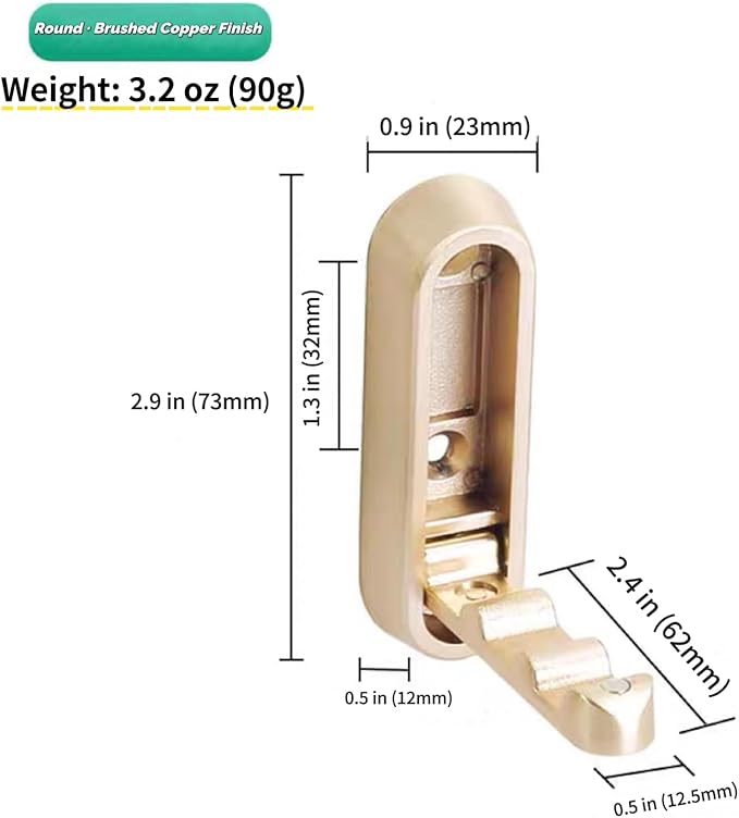 2 Pack Gold Folding Wall Hooks - Heavy Duty 40lbs Foldable Coat Hooks for Bathroom, Closet & Entryway | Decorative Zinc Alloy Towel/Robe/Bag Hangers | Space Saving Wall Mounted Hooks