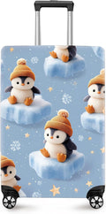 ANNA QUEEN Winter Penguin Luggage Cover, Cute Penguin on Ice Pattern Suitcase Protector, Washable Stretchable Travel Sleeve for 32-34 Inch Luggage