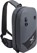 Xelfly Waterproof Fishing Sling Backpack Bag with Rod Holder, Gear Loops - Submersible Zipper, Rugged Top Handle, Adjustable Attachments (Gray)