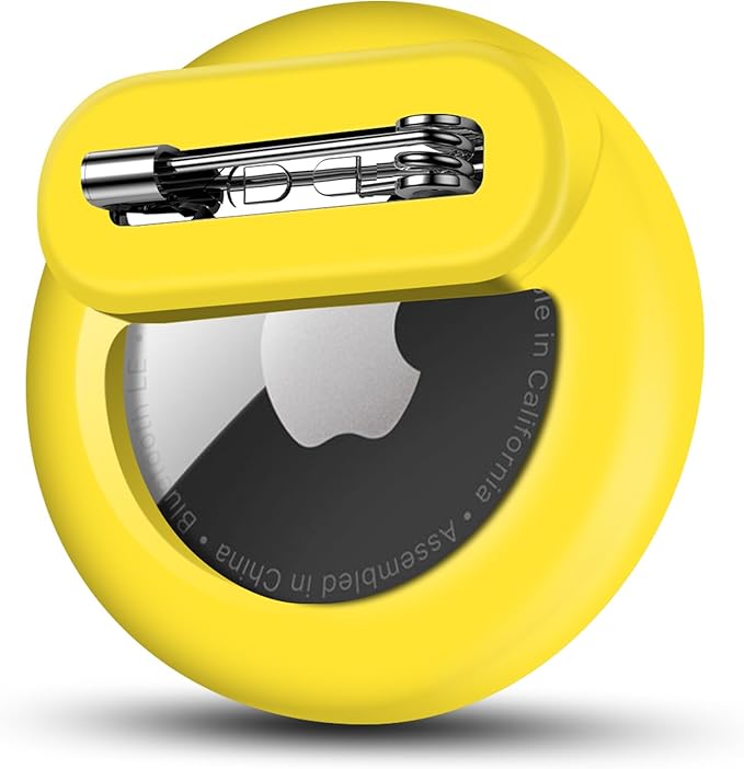Tracker Holder for AirTag Gen 2/Gen 1 with Pin, Safe Hidden Lightweight GPS Tracker for Kids Compatible with Apple AirTag 2/1 for Child, Elderly, Pets Collar, Shoes (Yellow, 1 Pack)