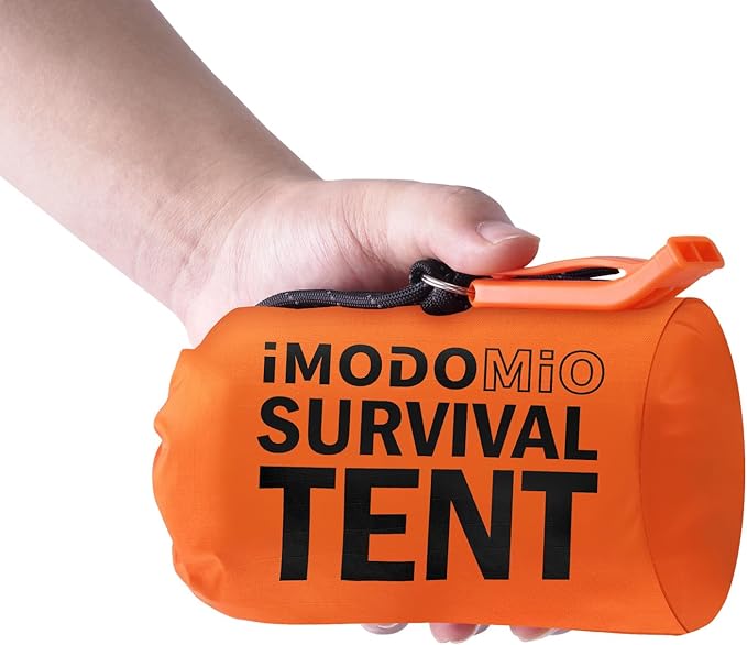 Emergency Survival Tent Life Shelter - 2 Person Mylar Emergency Shelter Tube Tent with Emergency Whistle & Paracord, All-Weather Essential Survival Gear for Camping, Hiking & Survival Kits