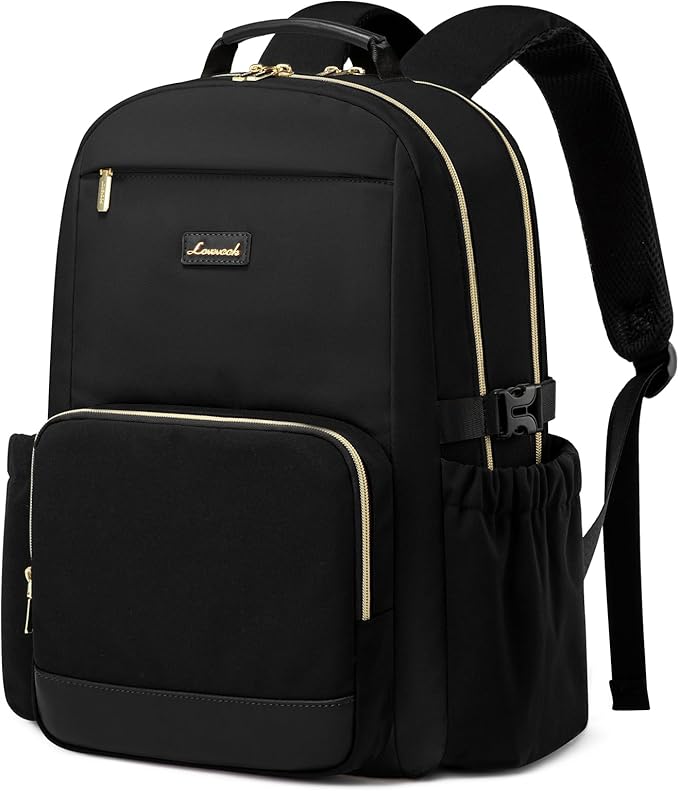 LOVEVOOK Lunch Backpack with Lunch Compartment,17 Inch Laptop Work Travel Insulated Cooler Backpack Purse,Waterproof College Teacher Nurse Lunch Bag Box with Tumbler Holder,Gifts for Men Women,Black