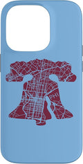 Philadelphia Street Map Liberty Bell Vintage Maroon Philly Case for iPhone 14 Pro