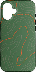 Backcountry Topo Guide Orange Lines Topographical Map Case for iPhone 16