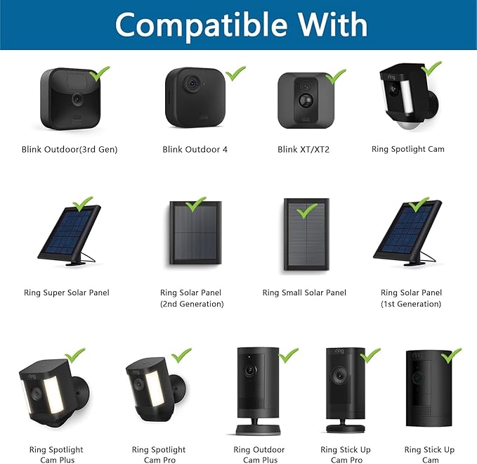 Universal Ground Stake Mount Bracket for Outdoor Security Cameras and Solar Panels, Compatible with Ring, Blink, Eufy, Google Nest, Arlo, Wyze, SimpliSafe, 1/4 Screw Cameras (Black)