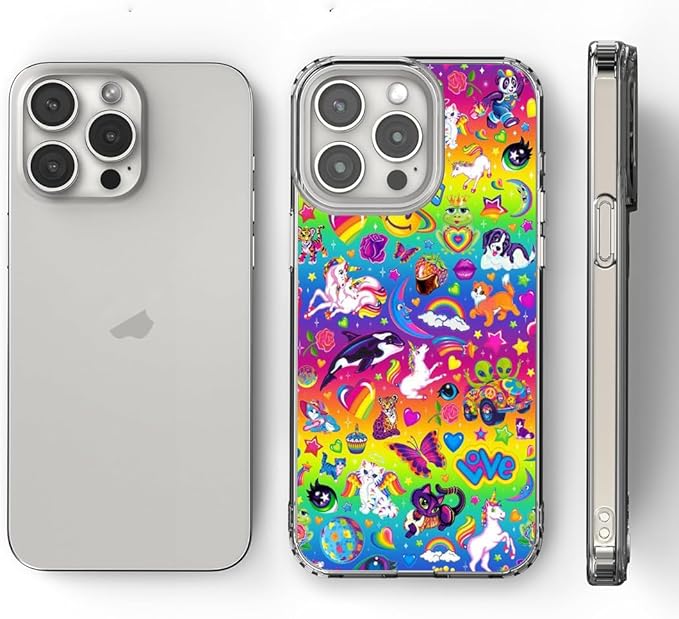 Generic Phone Case Pattern Pc Vomit Bumper Lisa Scratch Frank Cute Rainbow TPU Y2k Accessories Collage Compatible with iPhone XR Anti-Scratch Clear Transparent