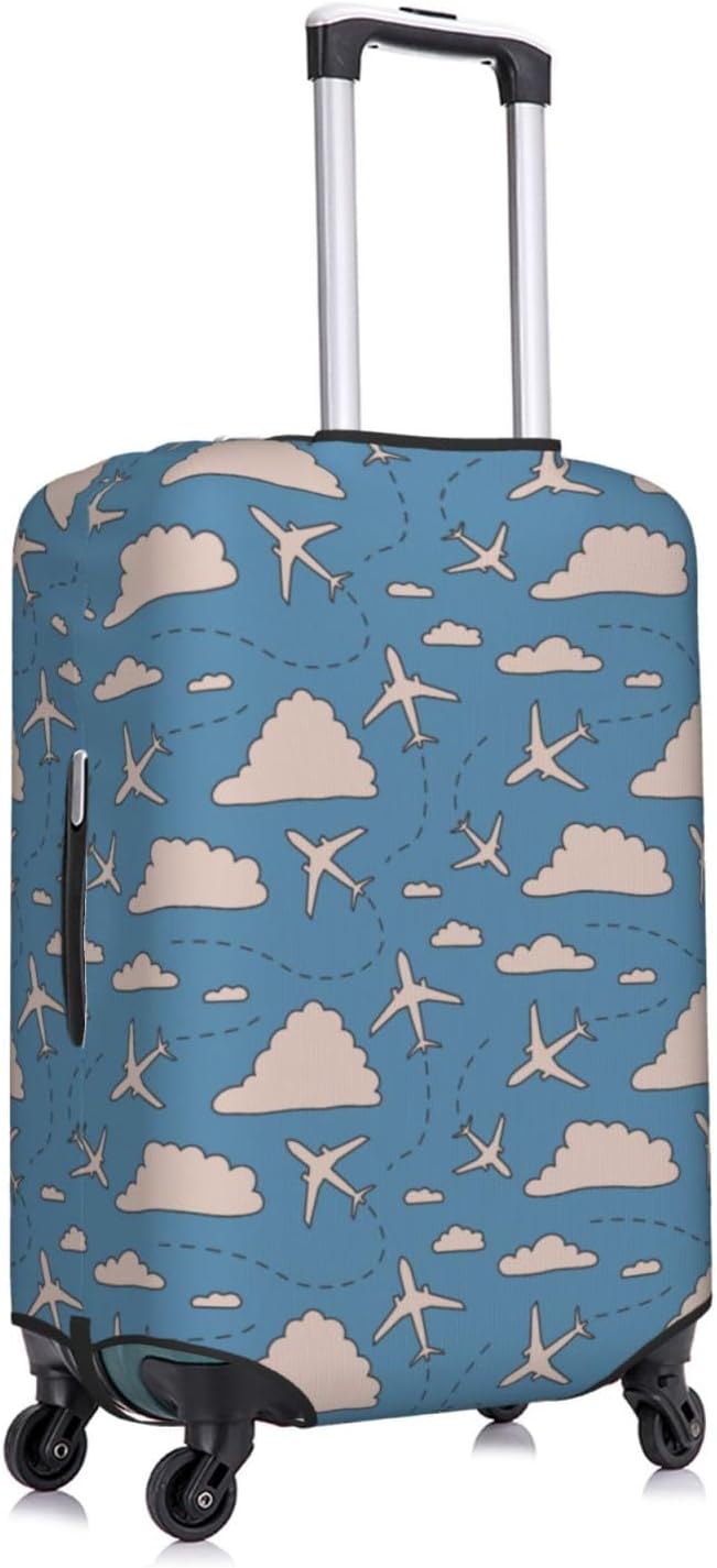 Airplane and Cloud Print Elastic Luggage Cover, Suitcase Protector For Travel (Fits 22-24 Inch Luggage)