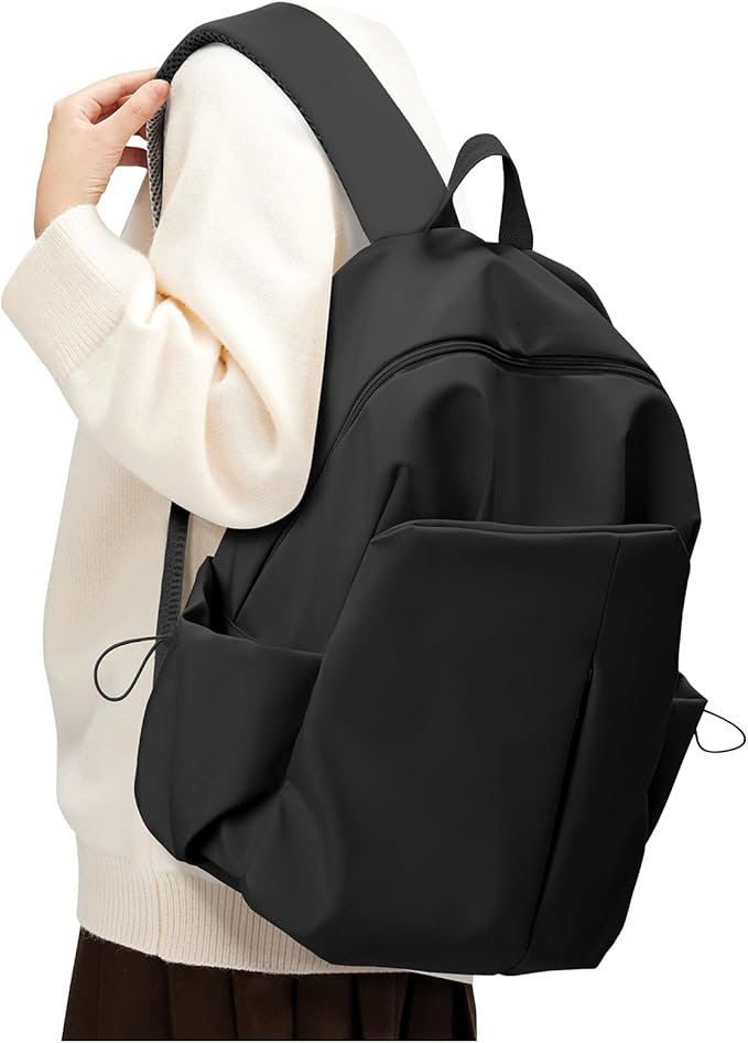 SEAFEW Black Backpack for School, High School Bookbag Back Pack for Teens Girls Boys, Lightweight College Backpack Bookbag for Women Men, Simple Casual Daypack Mochilas Escolares para Adolescentes