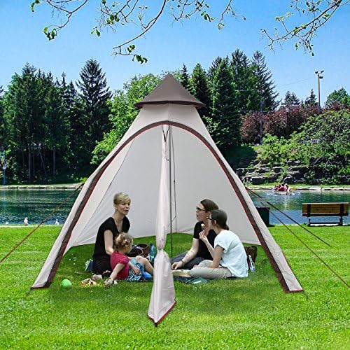 PlayDo Waterproof 380CM/12.5ft Camping Teepee Tent Yurt Tent with Screen for Outdoor Camping Hiking Hunting 4 Persons - Image 5
