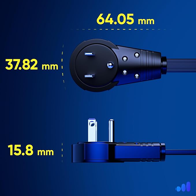 Maximm Cable 4 Ft 360° Rotating Flat Plug Extension Cord, 16/3 AWG Multi 3 Outlet 3-Prong Grounded Wire- Black - UL Certified