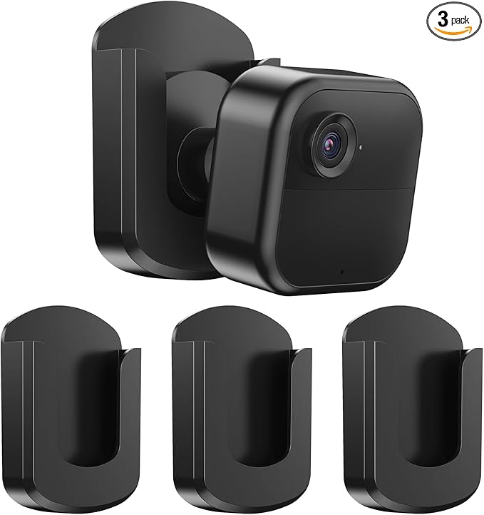 Blink Camera Mount, 3 Pack Adhesive Wall Mount Bracket for Blink Outdoor 4/Indoor/Mini/Mini 2, No Drill, Black