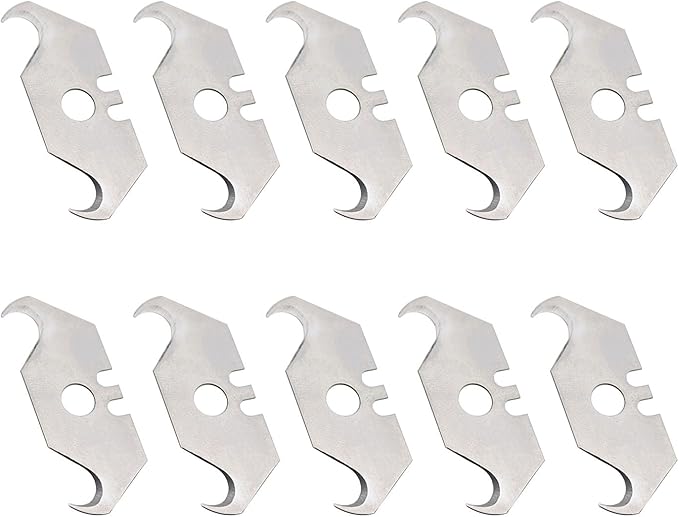TAODAN 10PCS 1.92x0.74x0.23inch Multipurpose Carbon Steel Hook Shaped Blade Sheep Horn Knife Suitable for Cutting Roofing Material Roofing Felt Carpets Fabrics Cardboard Box Metal Sheet