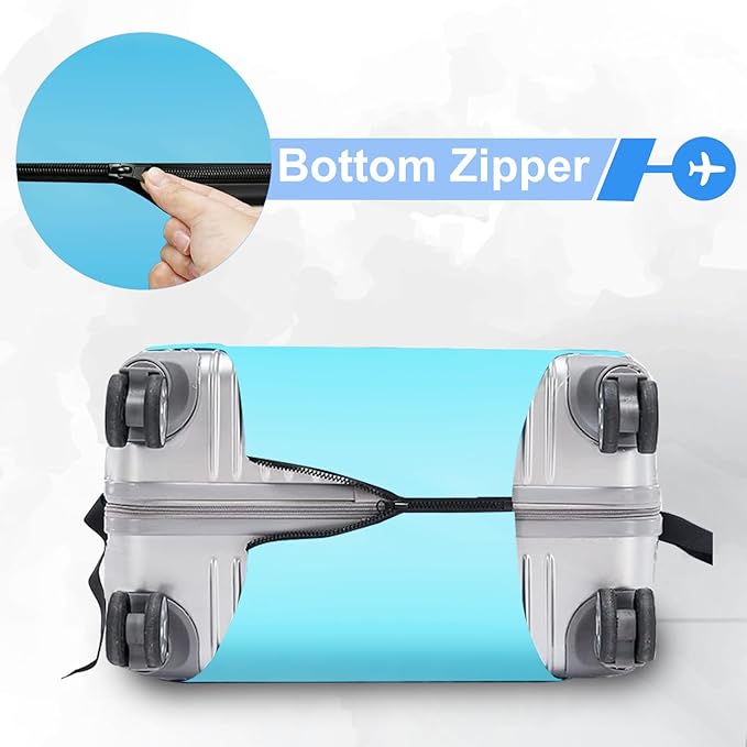 ANNA QUEEN I Love Travel Themed Luggage Cover,Stretchable Suitcase Protector Sleeve,Fit for 24-26 Inch Checked Baggage,Water Resistant & Durable Luggage Protector