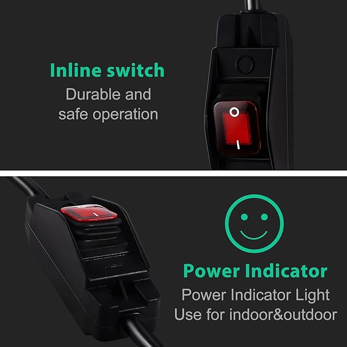 Extension Cord with Switch On/Off Waterproof Switch 35Ft No Plugging and Unplugging Invintage Stereo Devices Without Built-in Power Switch (35 FT)
