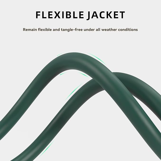 8ft Outdoor Extension Cord for Christmas Decorations - 16/3 Heavy Duty SJTW Waterproof Green Electrical Cable with 3 Prong Grounded Plug for Safety, Great for Lawn and Major Appliances