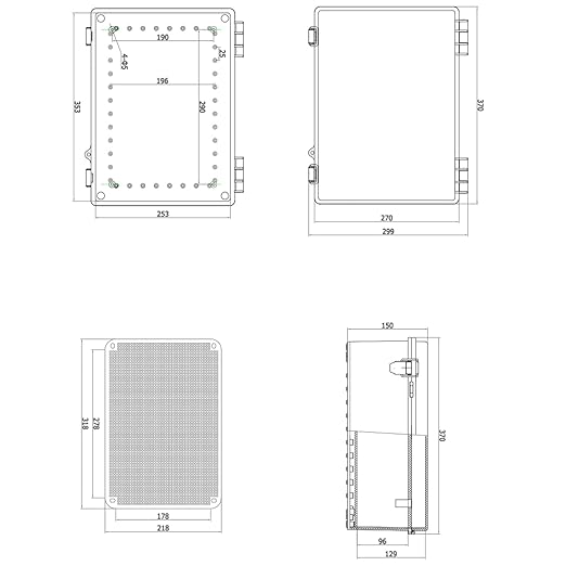 Outdoor Waterproof Electrical Box Junction Box Weatherproof IP67 ABS Plastic Enclosure Switch Router Project Box Electronics Enclosure with Mounting Plate Wall Bracket Grey 14.6"x10.6"x5.9"