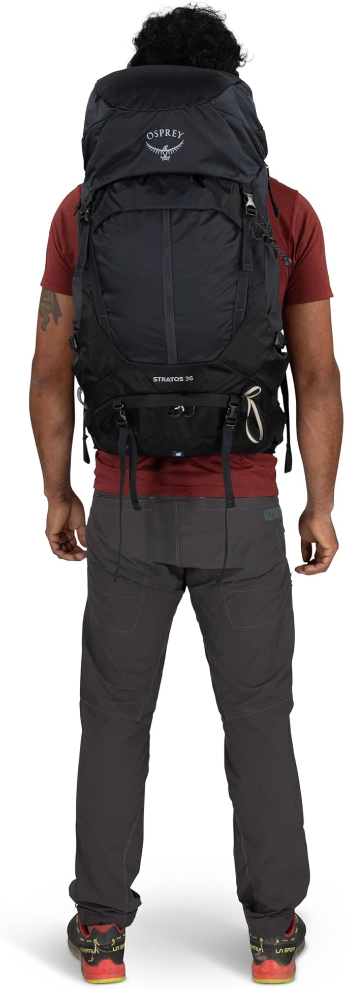 Osprey Stratos 36L Men's Hiking Backpack - Lightweight Backpacking Pack with Waterproof Raincover - Camping Bag, Raven Black