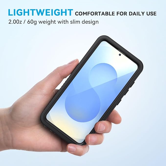 Lanhiem for Samsung Galaxy S25 Phone Case, IP68 Waterproof Dustproof, Built-in Screen Protector, Rugged Full Body Shockproof Protective Cover for Galaxy S25, Black