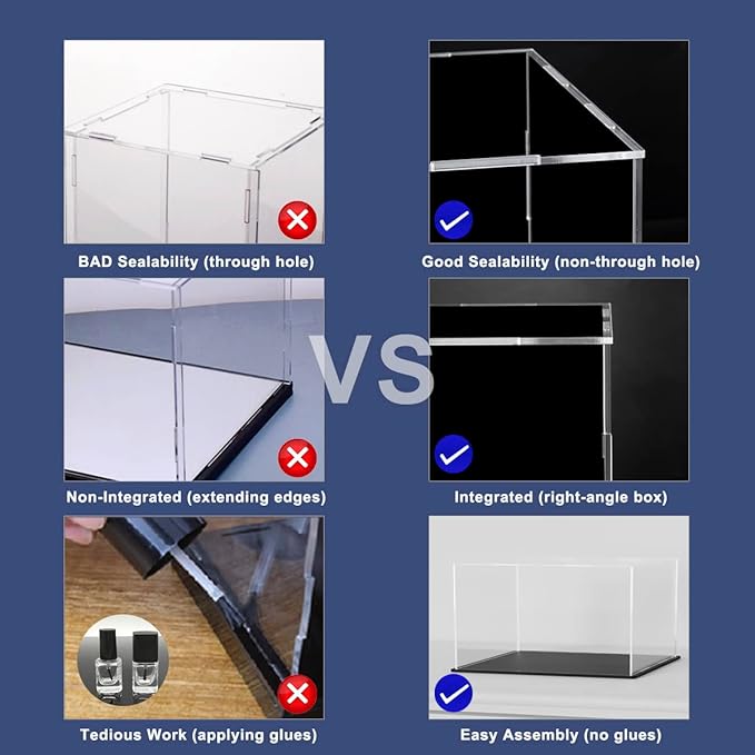 SVENJBB Large Display Case for Collectibles, 16x13x13 Inch Acrylic Box for Miniature House and Figures, Clear Acrylic Display Cases with Matte Black Base for Collection Protection and Storage