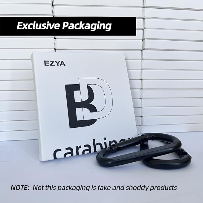 EZYA Heavy Duty Carabiner Clips, 860lbs - 3" Iron Carabiners for Keys, Gym, Camping, Hiking Accessories - D-Ring Keychain Hooks for Hammocks, Backpacks, Outdoor Gear