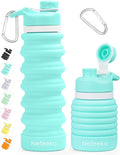 Nefeeko Collapsible Water Bottle, 26oz Silicone Foldable Water Bottles Leakproof BPA Free Travel Water Bottles with Carabiner, Portable Sport Water Bottles for Camping,Hiking Outdoor Indoor Sport
