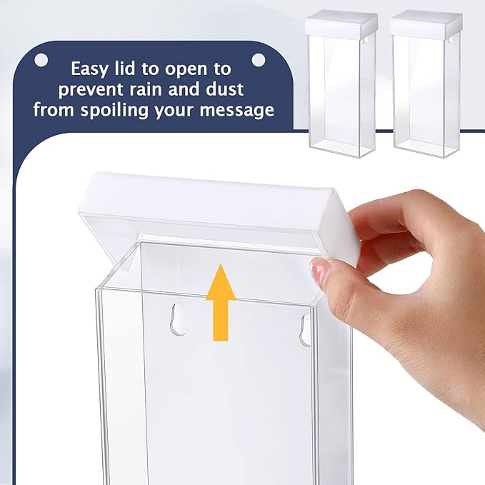 Remerry Acrylic Outdoor Brochure Holder 4 x 9 Inch Waterproof Wall Mount Literature Box with White Lid Clear Pamphlet Holder for Pamphlet Map Menu Display(10 Pieces)