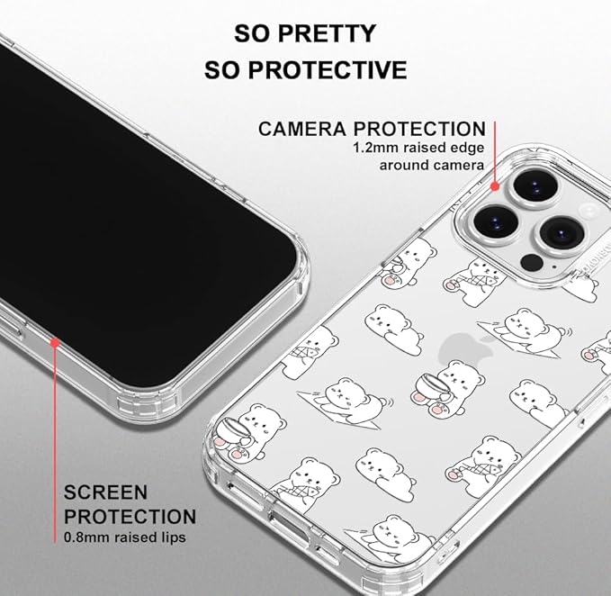 MOSNOVO for iPhone 16 Pro Case, Shockproof Military-Grade Protection 6.6ft Drop Tested, Clear Phone Case for iPhone 16 Pro, Cozy Bear Days Design