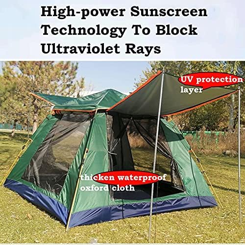 Camping Tents Shelter Portable Waterproof Hold 3-4 Persons Instant Setup Pop Up Tent with Top Rainfly Double Doors Mesh Windows UV Protection for Camping Hiking Mountaineering ( Color : Orange ) - Image 3