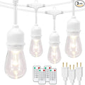Mlambert 3 Color Outdoor LED Dimmable String Lights with Remote, Plug in 144FT(3x48FT) Waterproof Shatterproof LED Light for Patio Backyard-White Cord