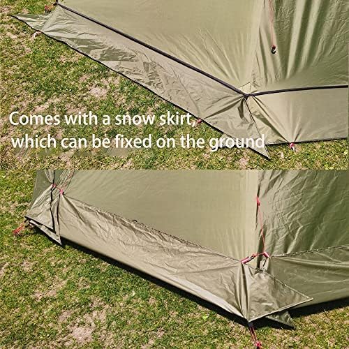 Tipi Hot Tent with Fire Retardant Stove Jack for Flue Pipes, 3~4 Person, Lightweight, Teepee Tents with Snow Skirt for Family Team Outdoor Backpacking Camping Hiking - Image 3