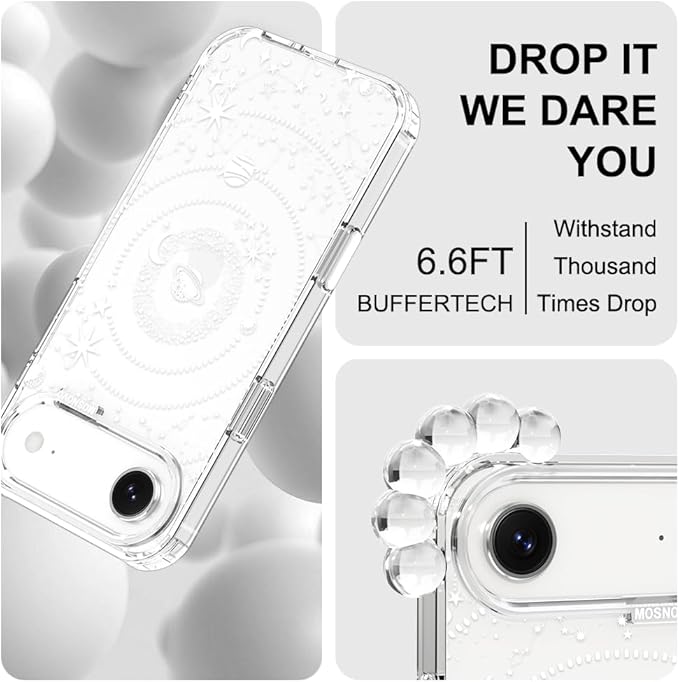 MOSNOVO for iPhone Air Case | Military Grade 6.6ft Drop Tested | Camera Control | Clear with Galaxy Design