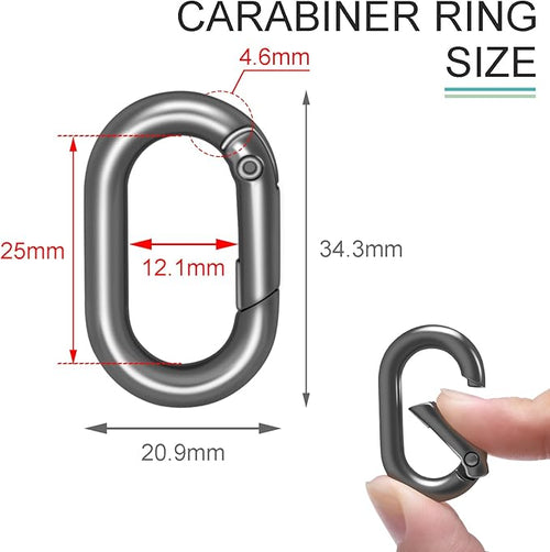 10Pack 1 Inch Small Carabiner Clip Metal Tiny Oval Carabiner Spring O Rings Hooks for Paracord Lanyard Keychain, Car Key Rings Hook, Dog Tag Clips, Purse Keychain Replacement (Gunmetal Black)