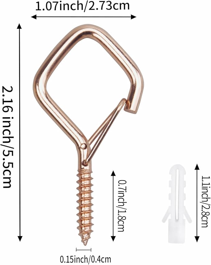 15 Pcs Rose Gold Eye Hooks Screw Heavy Duty,Ceiling Hooks for Hanging Plants,String Lights,Cup,Wind Chime,Bird Feeders. Plant Hanger Indoor&Outdoor