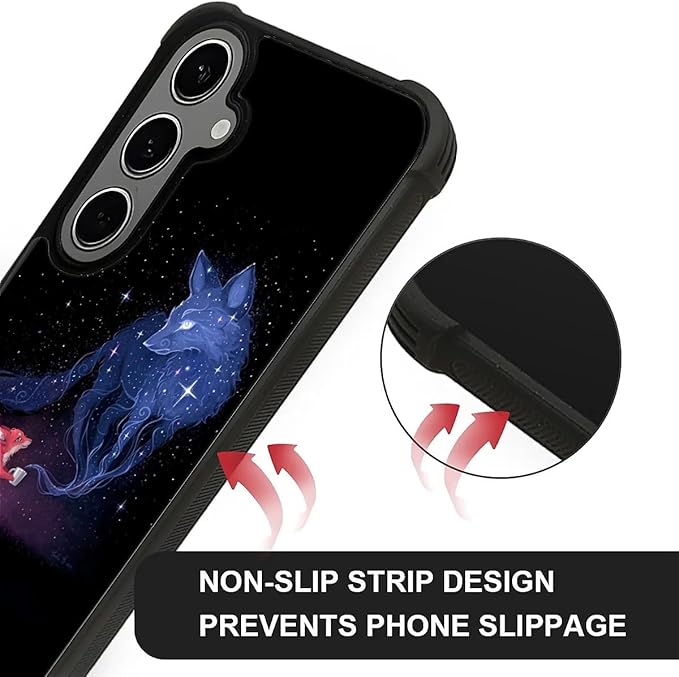 for Samsung Galaxy S24 S25 Plus Case, Galaxy Fox Wolf Pattern Graphic Design Girl Boy Soft Silicone Hard Acrylic Shock Protection for Samsung Galaxy S24 S25 Plus