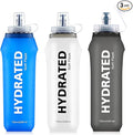SLUXKE 3 Pack Soft Water Bottle, 25oz/750ml Flask Running Bottles for Hydration Packs, TPU Collapsible Reusable Handheld Flasks for Hiking Cycling Climbing
