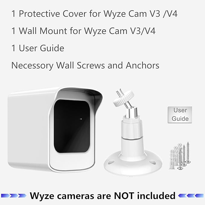 PEF Mount for All-New Wyze Cam V4 and V3, Weatherproof Protective Cover and 360 Degree Adjustable Wall Mount Solid Housing for Wyze V4 and V3 Outdoor Indoor Smart Home Camera System (White, 1 Pack)