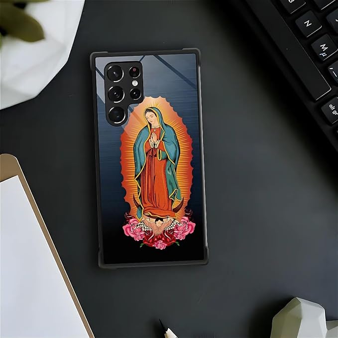 for Samsung Galaxy S23 Ultra Case, Red Virgen Guadalupe Pattern Graphic Design Girl Boy Soft Silicone Hard Acrylic Shock Protection for Samsung Galaxy S23 Ultra