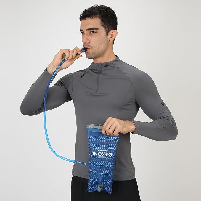 1.5L/2L/3L Hydration Bladder, INOXTO Water Bladder with Water Reservoir Hose Insulator & High Flow Bite Valve for Hiking Backpack, Leak Proof 1.5/2L/3L Water Reservoir for Camping Cycling Running