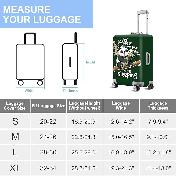 ANNA QUEEN Cute Sleeping Panda Luggage Cover-Stretchable, Water Resistant & Durable Suitcase Protector,Universal Washable Fit for 32-34 Inch Checked Baggage