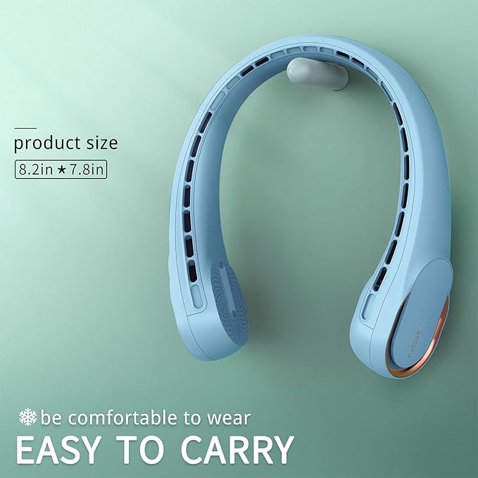 FrSara Neck Fan, Portable Fan Strong Wind, Upgraded 4000mAh, Upgraded Air Volume,360° Cooling, Quiet, No Hair Twisting, Even Air Volume On Both Sides, Non-Slip Material, Short Charging, Long Use Time