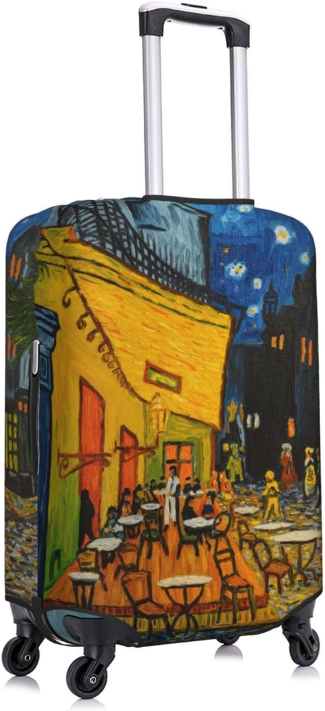 Van Gogh Cafe Terrace at Night Elastic Luggage Cover, Suitcase Protector For Travel (Fits 25-28 Inch Luggage)