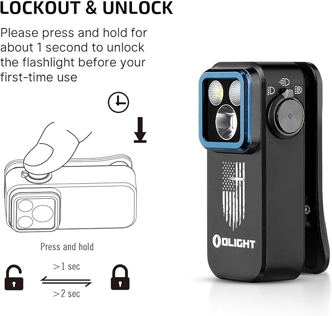 OLIGHT Oclip Pro EDC Flashlight Clip-on Light, Rechargeable 500 Lumens with Three Lighting Solutions Type-C Charging, Magnetic Flash Lights for Outdoor or Indoor Use(Patriotic Flag Engraved Edition)