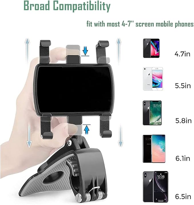 YAOKEEP Universal Car Phone Holder Mount,360 Degrees Rotation Dashboard Phone Holder [Upgrade Clip Never Fall],car Phone Mount for iPhone,Samsung,Google,Nokia,and 4 to 7" Smartphones