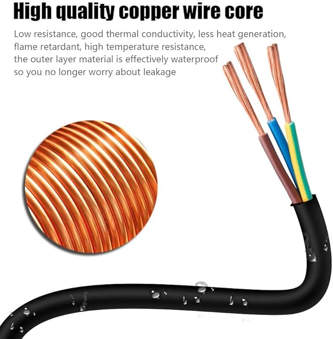 1 FT 12/3 Outdoor Extension Cord, Heavy Duty 3-Outlet SJTW Indoor/Outdoor Three-Prong Power-Cord 12-Gauge Grounded 15-Amp 1875 Watts
