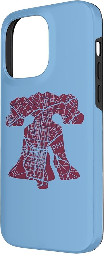 Philadelphia Street Map Liberty Bell Vintage Maroon Philly Case for iPhone 14 Pro Max
