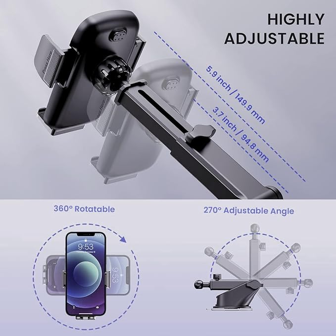 Qifutan Universal Car Phone Holder Automobile Cell Phone Holder Car Mount for iPhone Universal Car Dashboard Mount Fit All Phones Cell Phone Camera Mounts