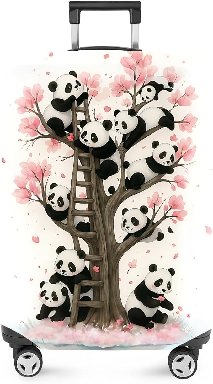 ANNA QUEEN Panda Luggage Cover, Cute Panda Tree Suitcase Protector, Stretchable Washable Travel Cover for 28-30 Inch Luggage