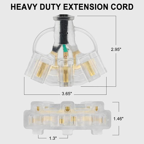 10FT 12/3 Outdoor Extension Cord with Multiple Outlets 12 Gauge 3 Outlet Heavy Duty Power Cord Splitter Flexible 3 Way Power Cable Waterproof with Light Indicator 12AWG 15A 1875W SJTW,ETL Listed