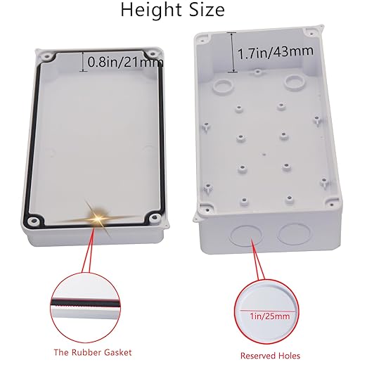 Junction Box, Reserved Holes Electrical Boxes Waterproof IP65 ABS Plastic Electrical Power Cord Enclosure Project Box White 7.9 x 5.9 x 2.8 inch(200x100x70mm)